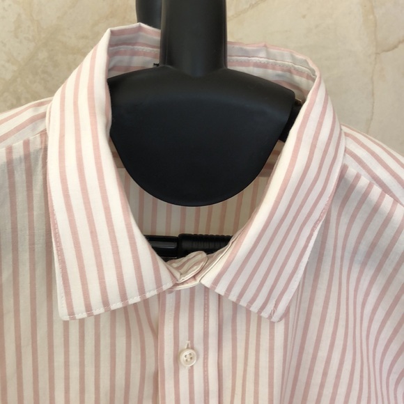 Boys red!pink & white striped button up dress shirt. Size 20- neck 14 1/2” - Picture 13 of 16